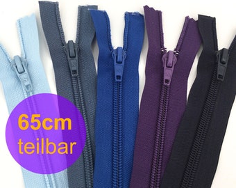 Zipper spiral zipper 65 cm divisible for hoodies, summer clothes, jackets and coats