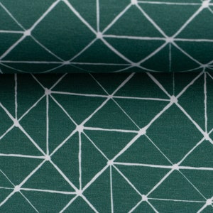 Cotton jersey geometric pattern dark green **Remnant 57 cm**