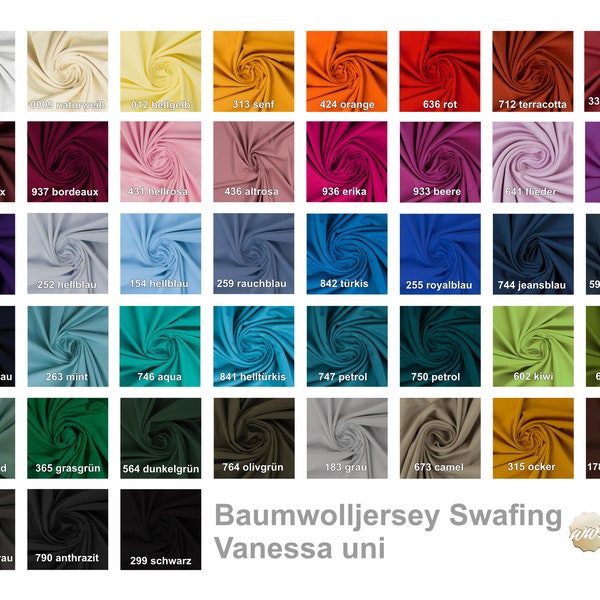 Jersey Meterware uni Vanessa von SWAFING Baumwolljersey 50 cm Öko Tex Standard 100 155 cm breit