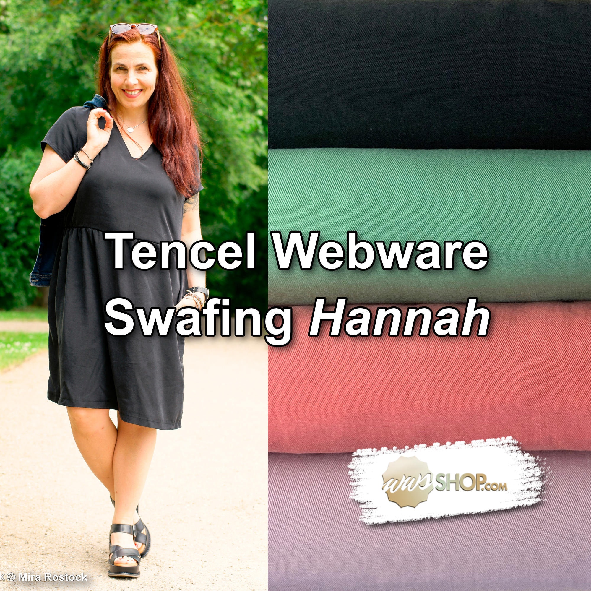 Woven fabric Tencel Hannah by Swafing - salmon / lilac / green / black 0.5 m sold by the meter