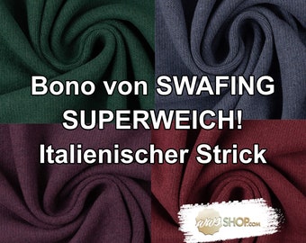 Knit fabric Bono roughened Swafing green blue purple red 0.5 m for tops, cardigans, loops and knitted dresses