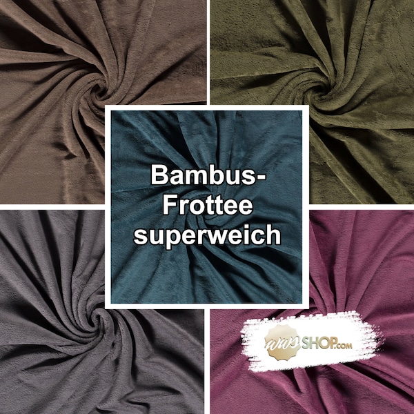 Frotteestoff Handtuchstoff - petrol altpink khaki dunkelgrau taupe rosa beige Bambus sehr weich und nachhaltig 0,5m