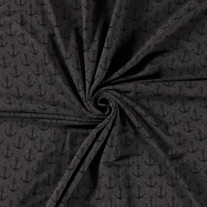 French Terry anchor motif dark grey sold by the meter 0.5 m for sewing dresses, skirts etc.