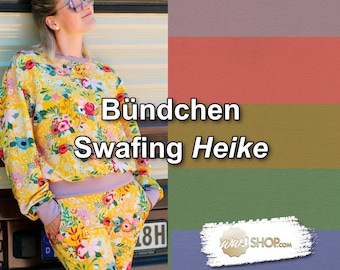 Bündchenstoff flieder / koralle / olivgrün / grün / rauchblau - Öko-Tex Bündchen Schlauchware Meterware Heike Swafing 25 cm