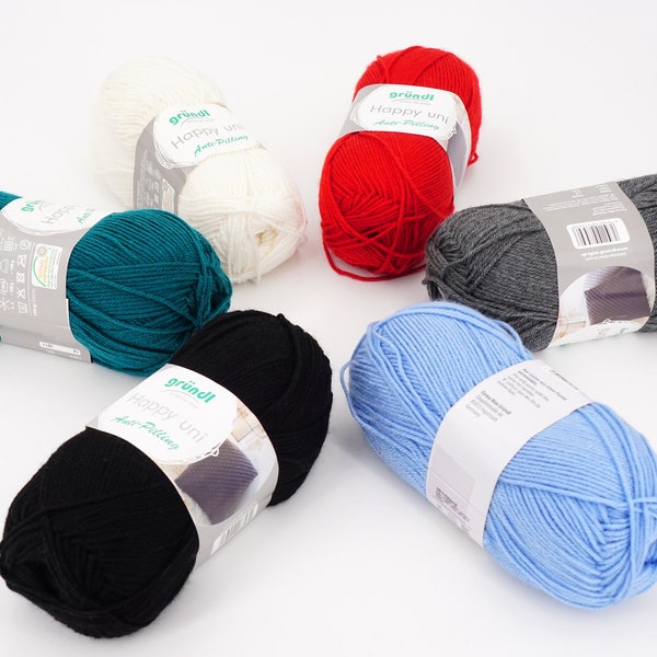 2,79 EUR/100g Gründl Happy Uni 100 g Anti-Pilling Wolle Strickgarn Häkelgarn