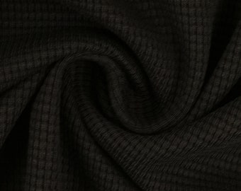 Waffeljersey black cotton jersey plain 0.5 meters 100% cotton