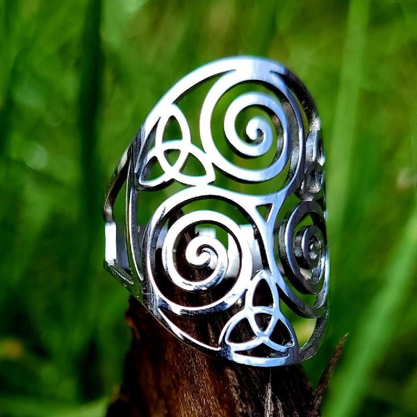 Handmade Stainless Steel Witch Wicca Cross Celtics Knot Women Rings Witchcraft Good Luck Protection Amulet Ring