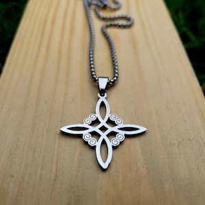 Handmade Stainless Steel Wicca Witch Necklace Pendant Amulet Pagan Wicca Viking Norse Celtic