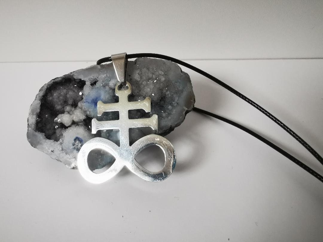 Leviathan Cross Double Layer Necklace – Stainless Steel Satan Goat Pendant – Unisex Gothic Jewelry Gift