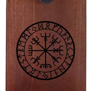 Handmade engraved wooden wall bottle opener Viking Vegvisir  Runic Compass Symbol Travel Bar