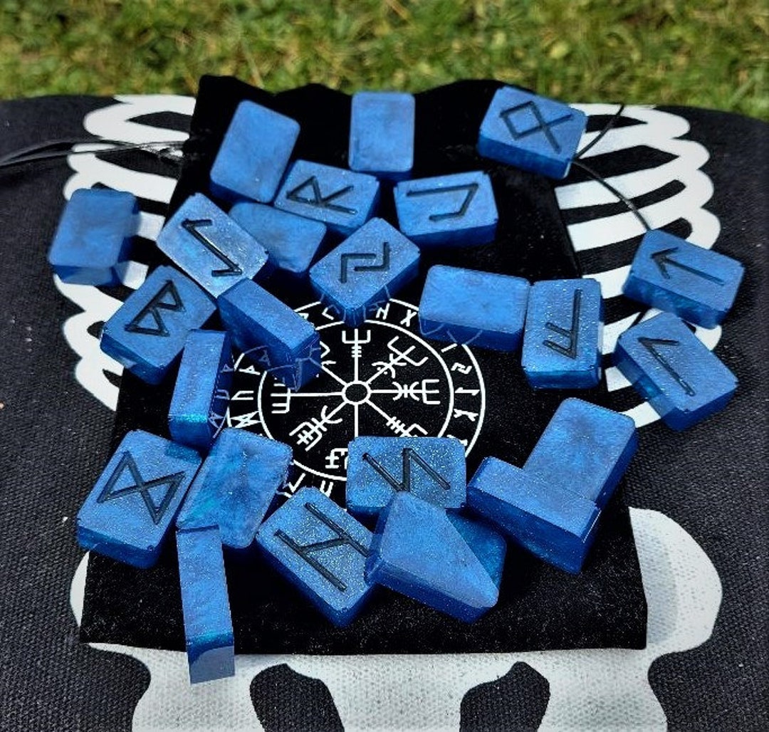 Handmade Resin Rune Set of 24 With Viking Vegvisir Gift Bag - Etsy