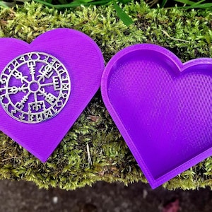 Handmade Heart Jewellery Box: Viking Vegvisir Compass, Stainless Steel