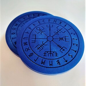 Handmade Large Resin Coasters Viking Vegvisir  Runic Compass Symbol Travel (Pack of 2)