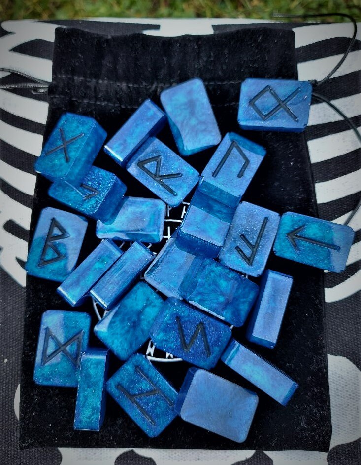 Handmade Set of 24 Resin Runes With Luxury Gift Bag Viking | Etsy