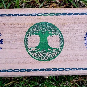 Handmade Engraved Wooden Jewelry Box: Viking Vegvisir Compass