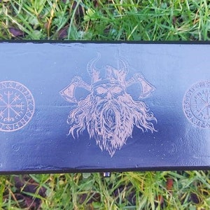 Handmade Engraved Wooden Jewelry Box: Viking Vegvisir Compass