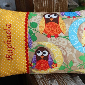 Name Pillow, Owls Baptism, Birth, 25 x 35 cm tall image 2