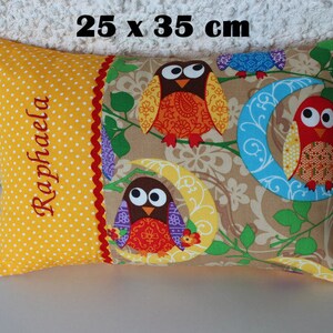 Name Pillow, Owls Baptism, Birth, 25 x 35 cm tall image 1