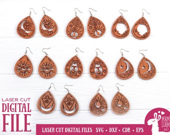 Magic Earrings SVG, Alchemy SVG, Earrings SVG, Earrings laser file, Earrings Glowforge, Glowforge svg, Sacred geometry svg
