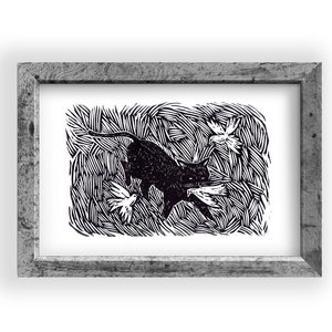 Miniprint/ Ansichtkaart &quot;De jacht&quot;
