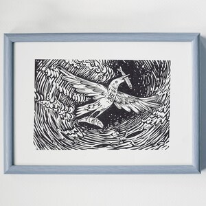 LINOCUT print- original linocut - The last chance- Art print- Limited edition