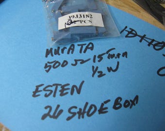Lote de 10 resistencias de ajuste marca Murata de 500 ohmios, 15 vueltas, 1/2 vatio, nuevas, de excedente antiguo.
