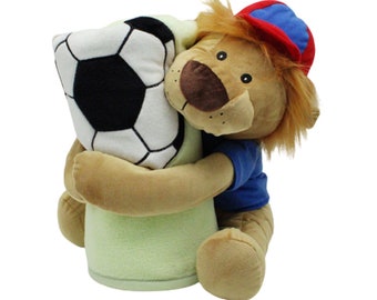 Peluche con manta 120 x 80 cm con variantes fútbol, baloncesto, rugby, béisbol