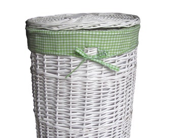 Panier à linge à linge rond blanc vert clair 25WRd-c