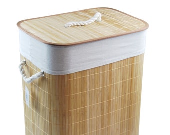 Laundry basket laundry chest bamboo foldable w. cover lid handle 40x30 h.57cm  6 colors to choose