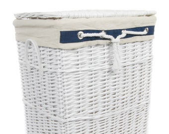 Laundry basket wicker white navy 39WRt-b 40x30 h.55cm