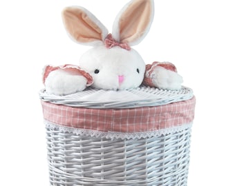 Laundry basket laundry chest willow white rabbit pink D.39 H.55