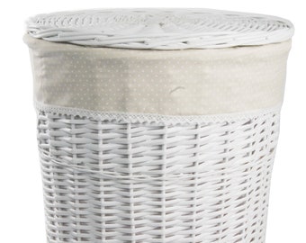 Laundry basket laundry chest laundry willow round white D.46 H.62 (03WRd-c)