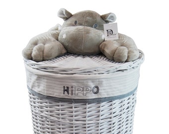 Laundry basket laundry collector laundry bin willow white with lid Hippochen