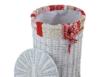 Laundry Basket Laundry Chest willow round white w. lid Laundry Bag flower D.32 H.48