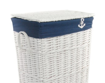 Panier à linge Coffre à linge en osier rectangulaire bleu marine 40x30 H.55