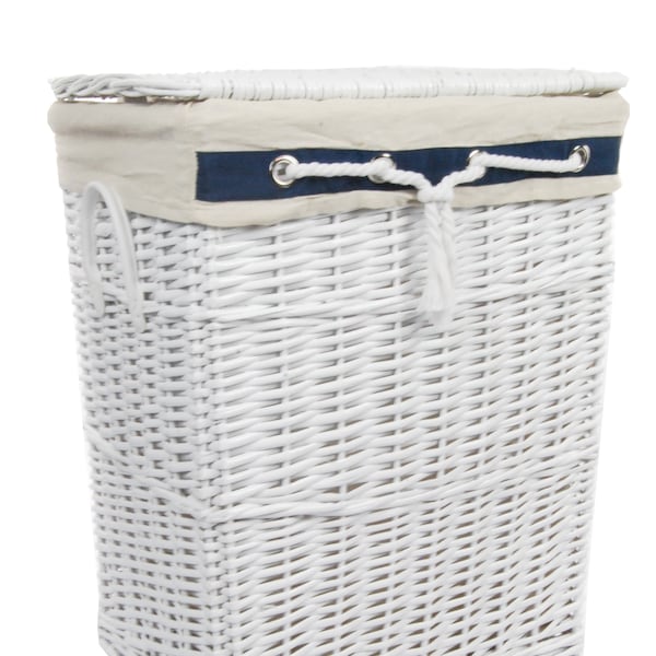 Laundry Basket Laundry Chest Willow Round White Lid Cover Marine 90L