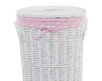 Cesta de lavandería sauce ovalada blanco rosa 37x26 H.48