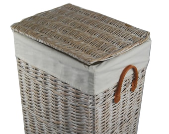 Laundry basket laundry chest willow white beige with cover lid handles