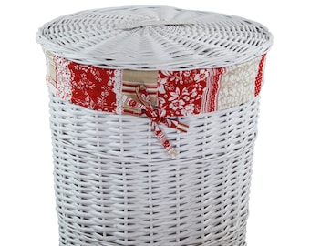 Panier à linge coffre à linge saule rond blanc avec couvercle sac à linge bleu hommes rouge D.46 H.62