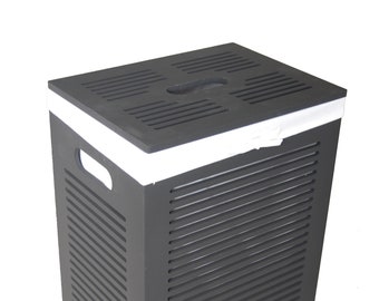 Laundry basket Laundry garbage can Laundry chest Wood MDF black 2x sizes (40L/60L)