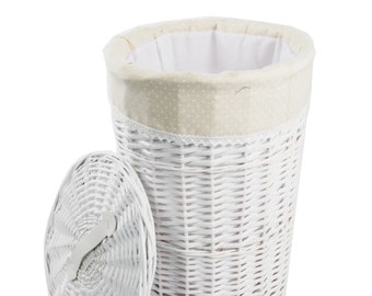 Panier à linge en osier rond blanc D.32 H.48 (03WRd-a)