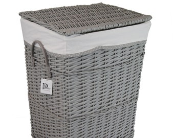Laundry basket laundry chest grey willow with laundry bag lid handles 48x36 H.62