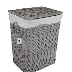 Laundry basket laundry chest grey willow with laundry bag lid handles 48x36 H.62 zdjęcie 1