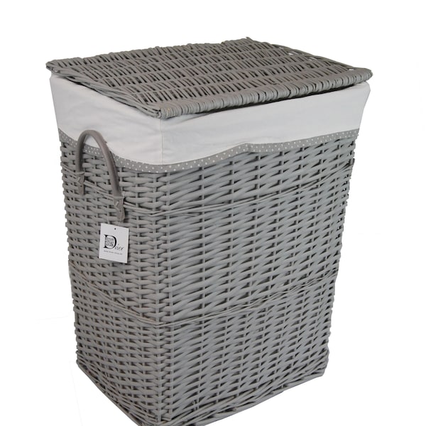 Laundry basket laundry chest grey willow with laundry bag lid handles 48x36 H.62