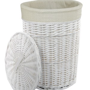 Panier à linge coffre à linge saule rond blanc 60L image 2