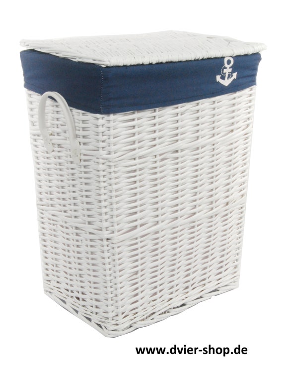 Panier à linge rectangulaire en osier blanc GM - coffre en osier