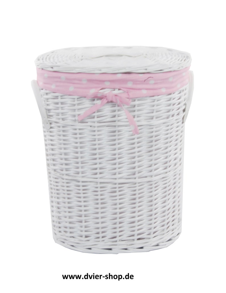 Wäschekorb weide oval weiß rosa 37x26 H.48 Bild 1