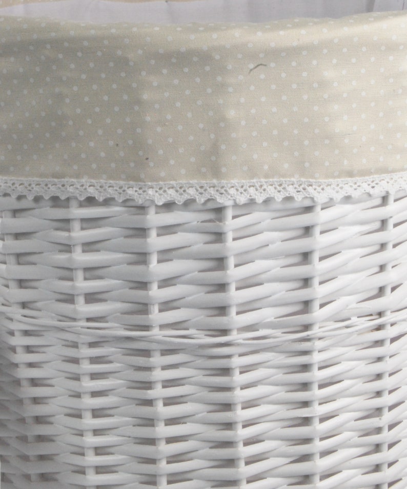 Panier à linge coffre à linge saule rond blanc 60L image 3