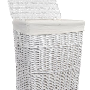 Panier à linge coffre à linge osier blanc rectangulaire couvercle 3x size 90/60/34 litres image 7