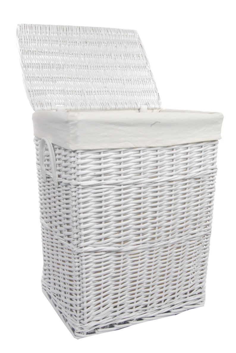 Panier à linge coffre à linge osier blanc rectangulaire couvercle 3x size 90/60/34 litres image 7